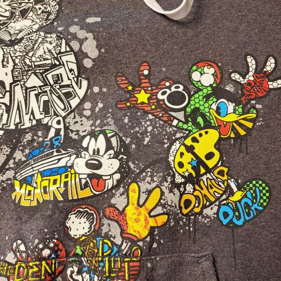 Walt Disney World Hoodie PULLOVER Mens SIZE M Grey HUGE GRAPHIC MICKEY MOUSE - Picture 9 of 10